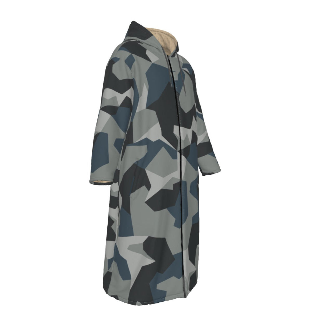 Swedish M90 Urban CAMO Men’s Sherpa Zip Up Long Coat - Mens