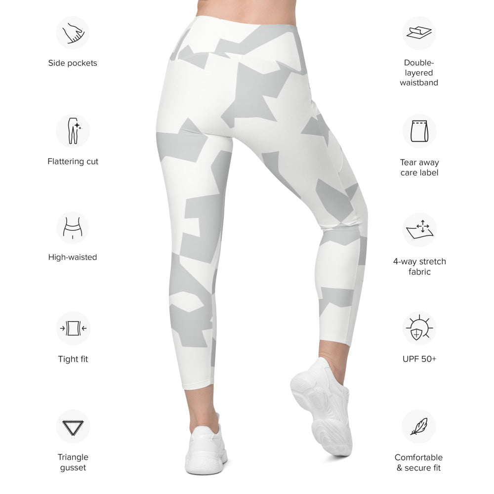 Swedish Snow CAMO Leggings with pockets - Womens With Pockets