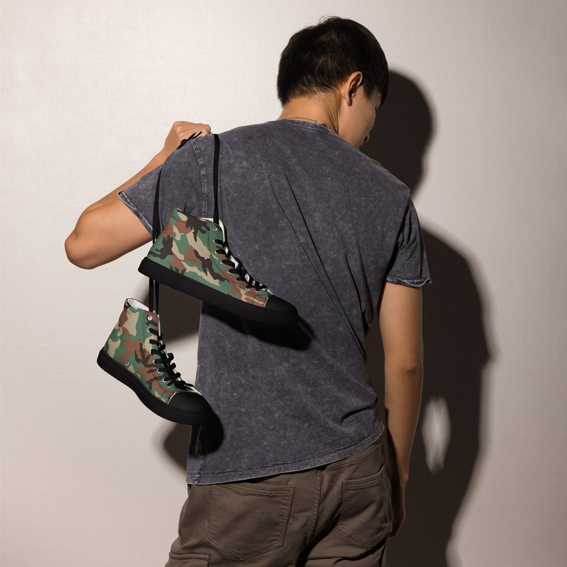 Syrian ERDL Leaf Woodland CAMO Mens high top canvas shoes - High Top Canvas Shoes