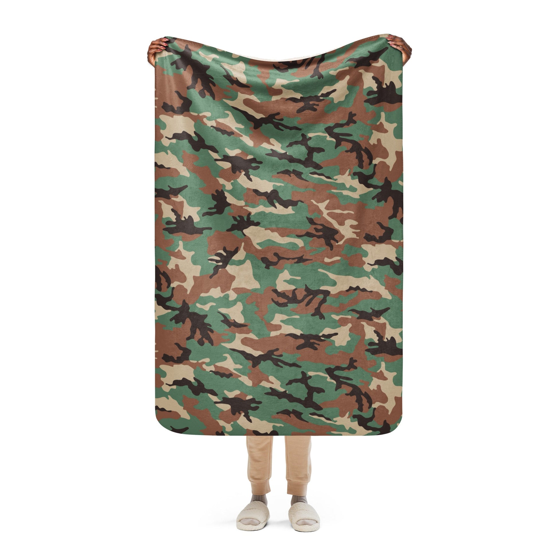 Syrian ERDL Leaf Woodland CAMO Sherpa blanket - 37″×57″ - Blankets