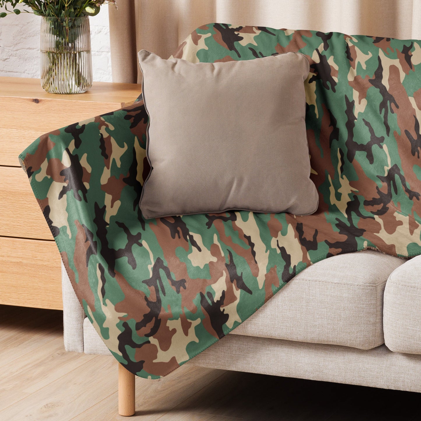 Syrian ERDL Leaf Woodland CAMO Sherpa blanket - Blankets