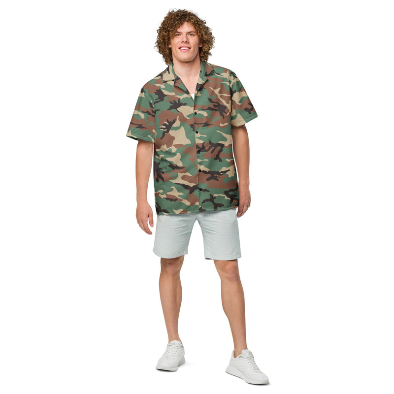 ERDL Leaf Syrian Woodland CAMO Unisex Short-Sleeve Button Shirt - Button-Up