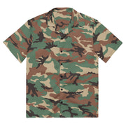 ERDL Leaf Syrian Woodland CAMO Unisex Short-Sleeve Button Shirt - 2XS - Button-Up