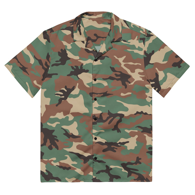 ERDL Leaf Syrian Woodland CAMO Unisex Short-Sleeve Button Shirt - 2XS - Button-Up