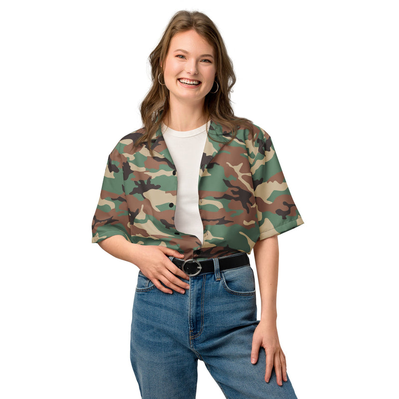 ERDL Leaf Syrian Woodland CAMO Unisex Short-Sleeve Button Shirt - Button-Up