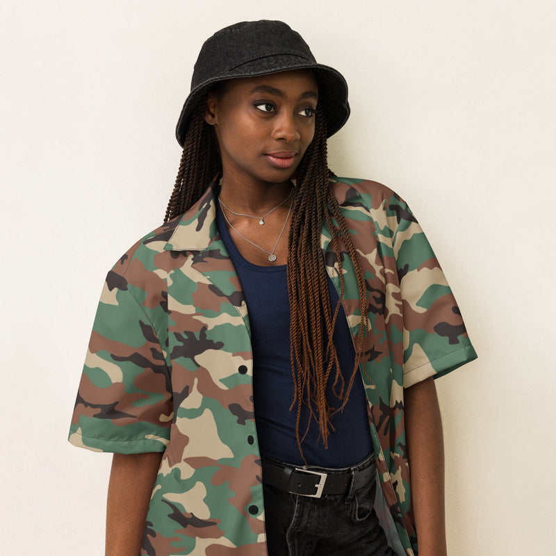 ERDL Leaf Syrian Woodland CAMO Unisex Short-Sleeve Button Shirt - Button-Up
