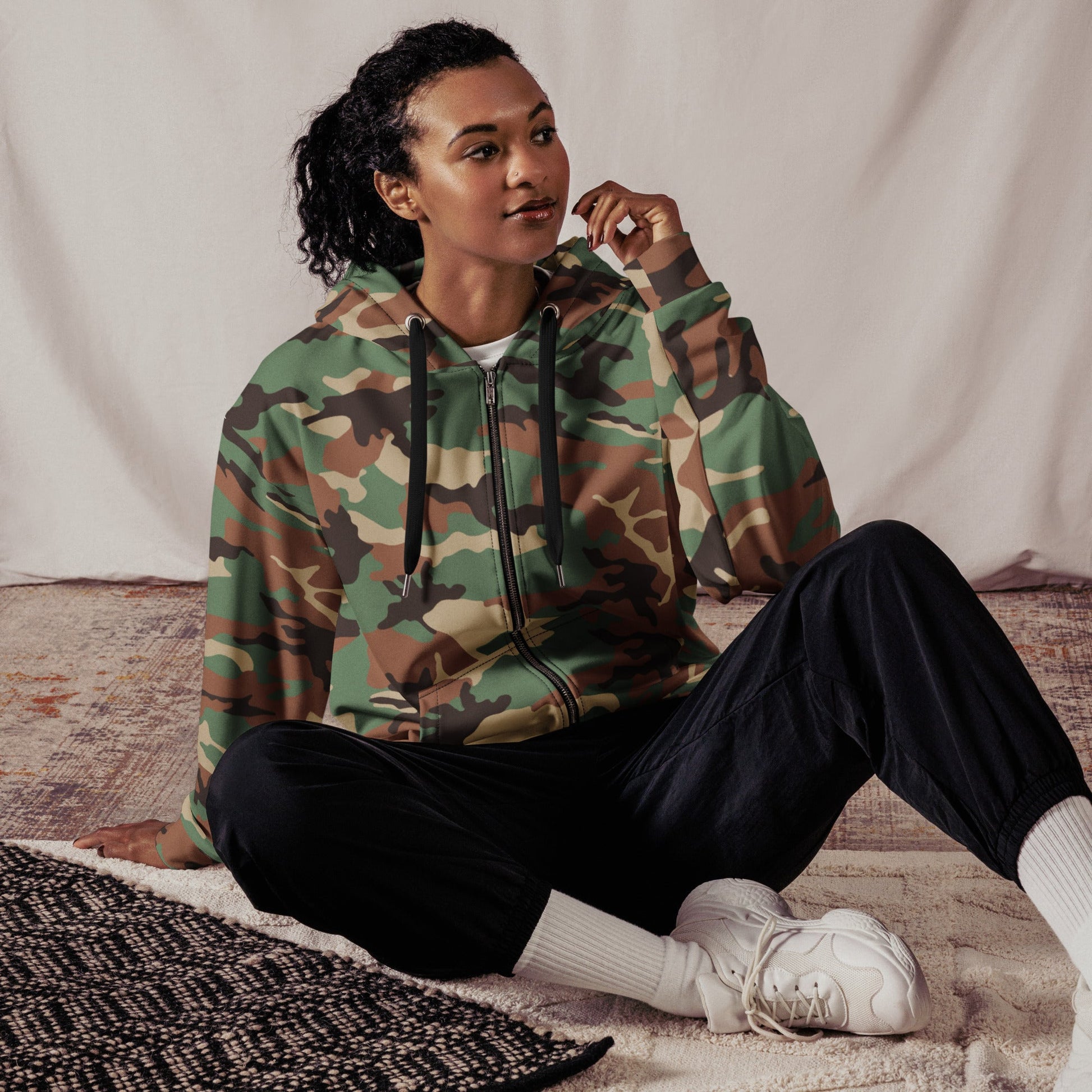 Syrian ERDL Leaf Woodland CAMO Unisex zip hoodie - Zip Hoodies