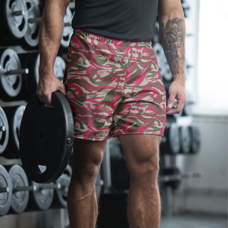 Lizard Red Syrian CAMO Unisex Athletic Long Shorts - 2XS
