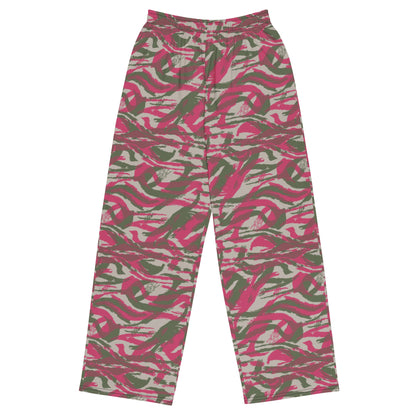 Syrian Lizard Red CAMO unisex wide-leg pants - 2XS - Wide-leg Pants