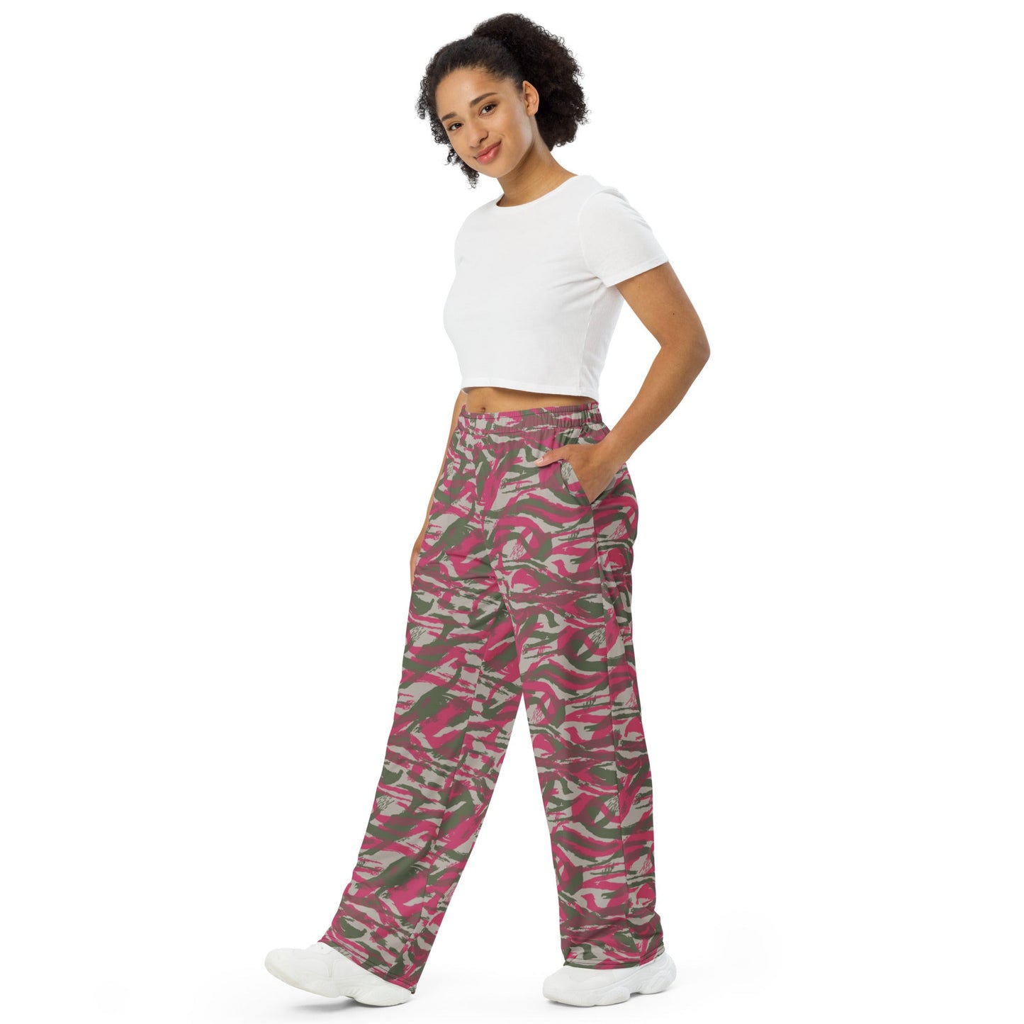 Syrian Lizard Red CAMO unisex wide-leg pants - Wide-leg Pants