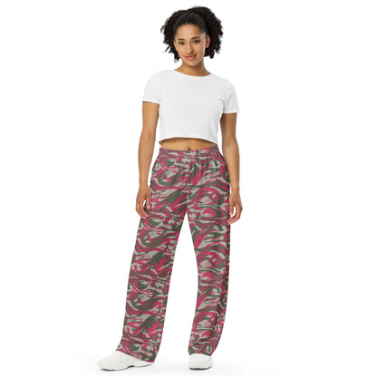 Syrian Lizard Red CAMO unisex wide-leg pants - Wide-leg Pants