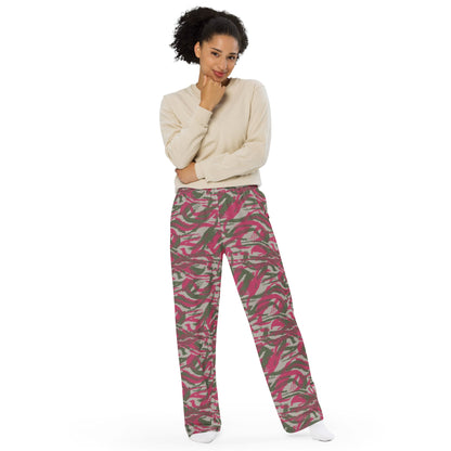 Syrian Lizard Red CAMO unisex wide-leg pants - Wide-leg Pants