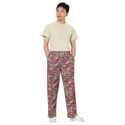 Syrian Lizard Red CAMO unisex wide-leg pants - Wide-leg Pants