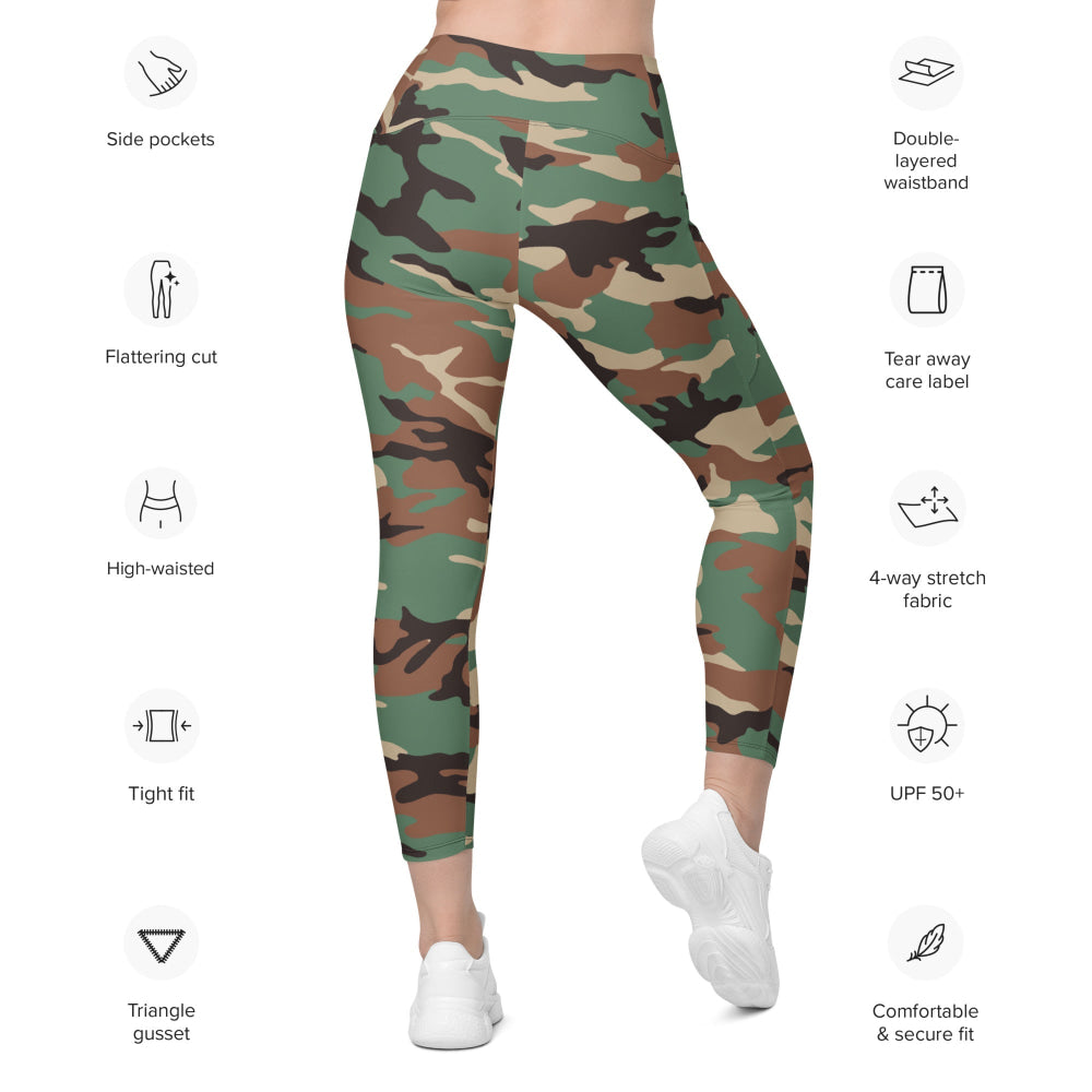 Syrian Woodland CAMO Leggings with pockets - Womens With Pockets