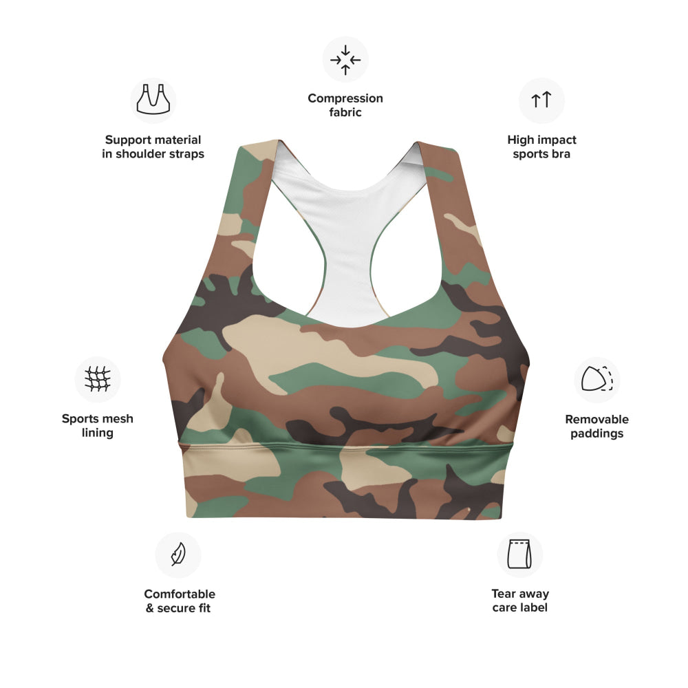 Syrian Woodland CAMO Longline sports bra - Womens Sports Bra