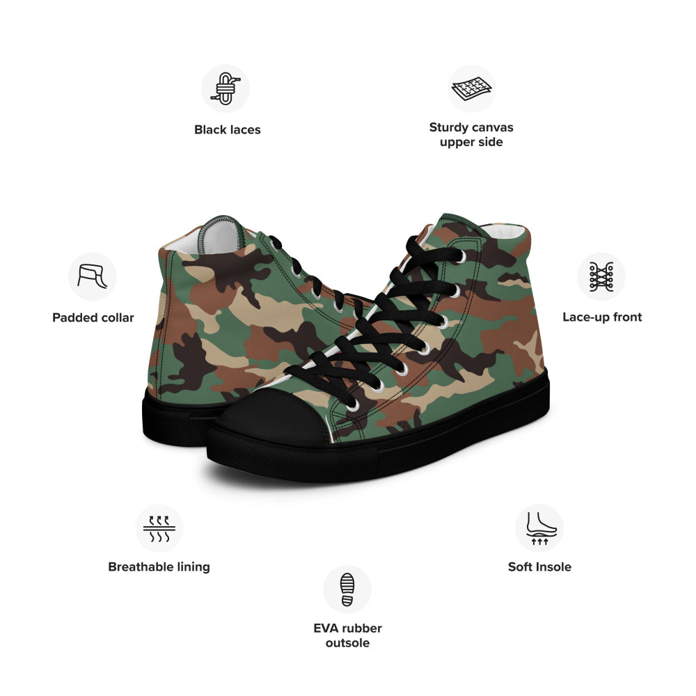 Syrian Woodland CAMO Men’s high top canvas shoes - Mens High Top Canvas Shoes