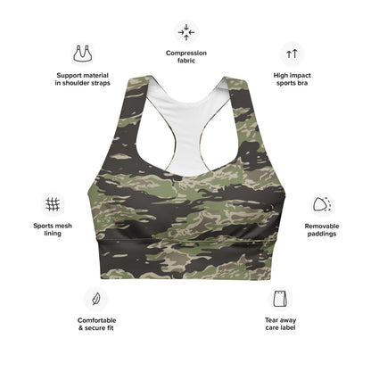 Taiwan Marine Corps Tiger Stripe CAMO Longline sports bra - Womens Sports Bra