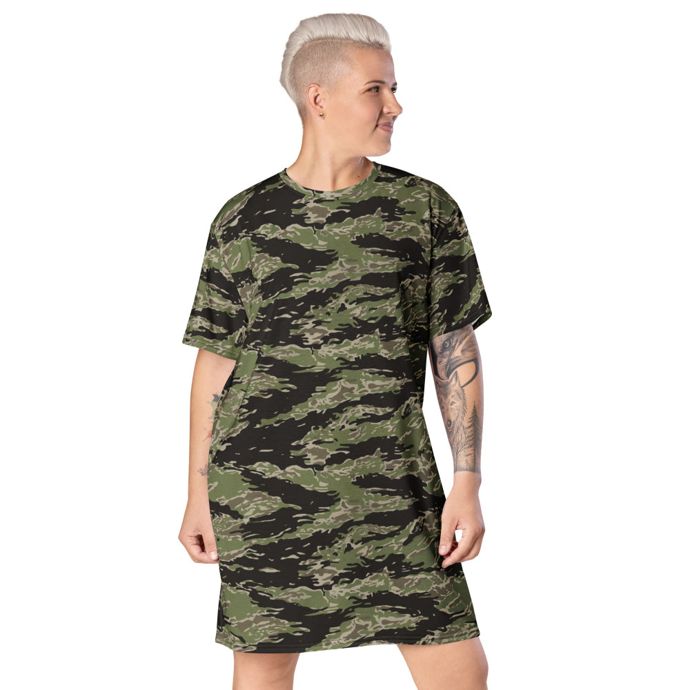 Taiwan Marine Corps Tiger Stripe CAMO T-shirt dress - 2XS - Womens T-Shirt Dress