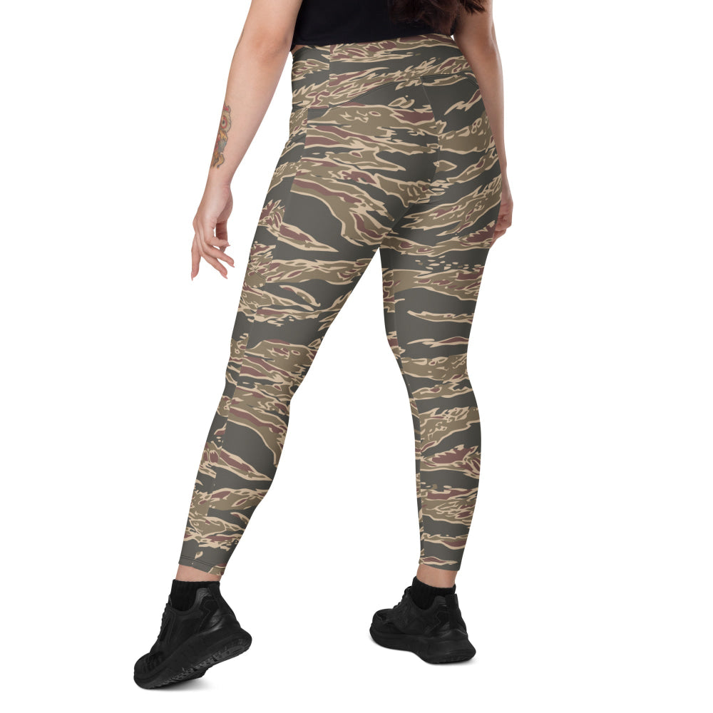 Taiwan Special Forces Red Tiger Stripe CAMO Leggings with pockets - Womens With Pockets