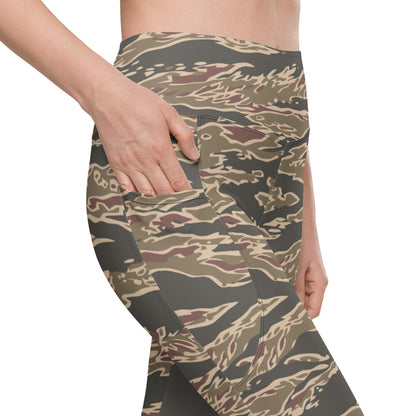 Taiwan Special Forces Red Tiger Stripe CAMO Leggings with pockets - Womens With Pockets