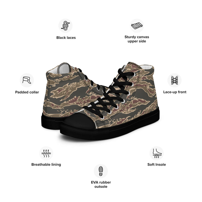 Tiger Stripe Ironwood Red CAMO Mens High-Top Canvas Shoes