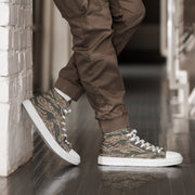 Tiger Stripe Ironwood Red CAMO Mens High-Top Canvas Shoes - White / 5