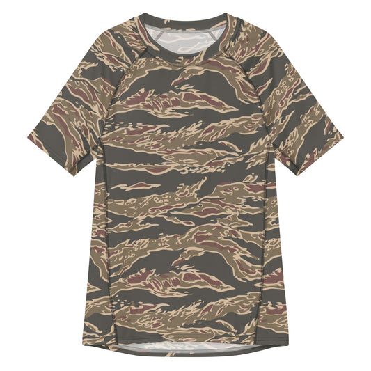 Taiwanese Special Forces Red Tiger Stripe CAMO Mens Short-Sleeve Rash Guard - 2XS - Short-sleeve Guards