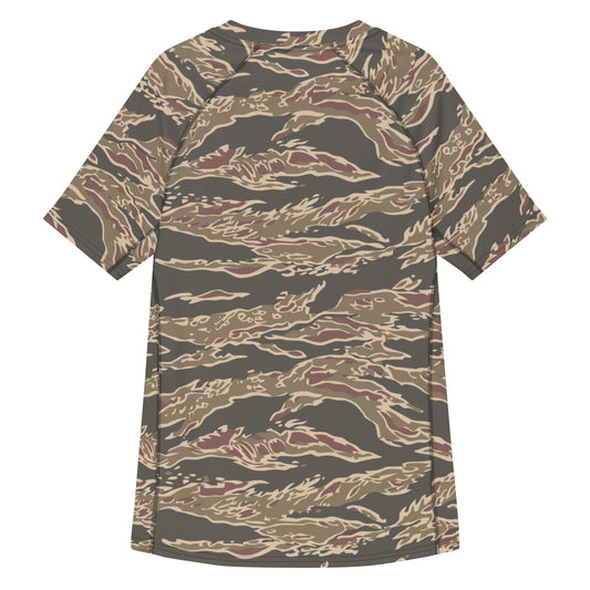 Taiwanese Special Forces Red Tiger Stripe CAMO Mens Short-Sleeve Rash Guard - Short-sleeve Guards