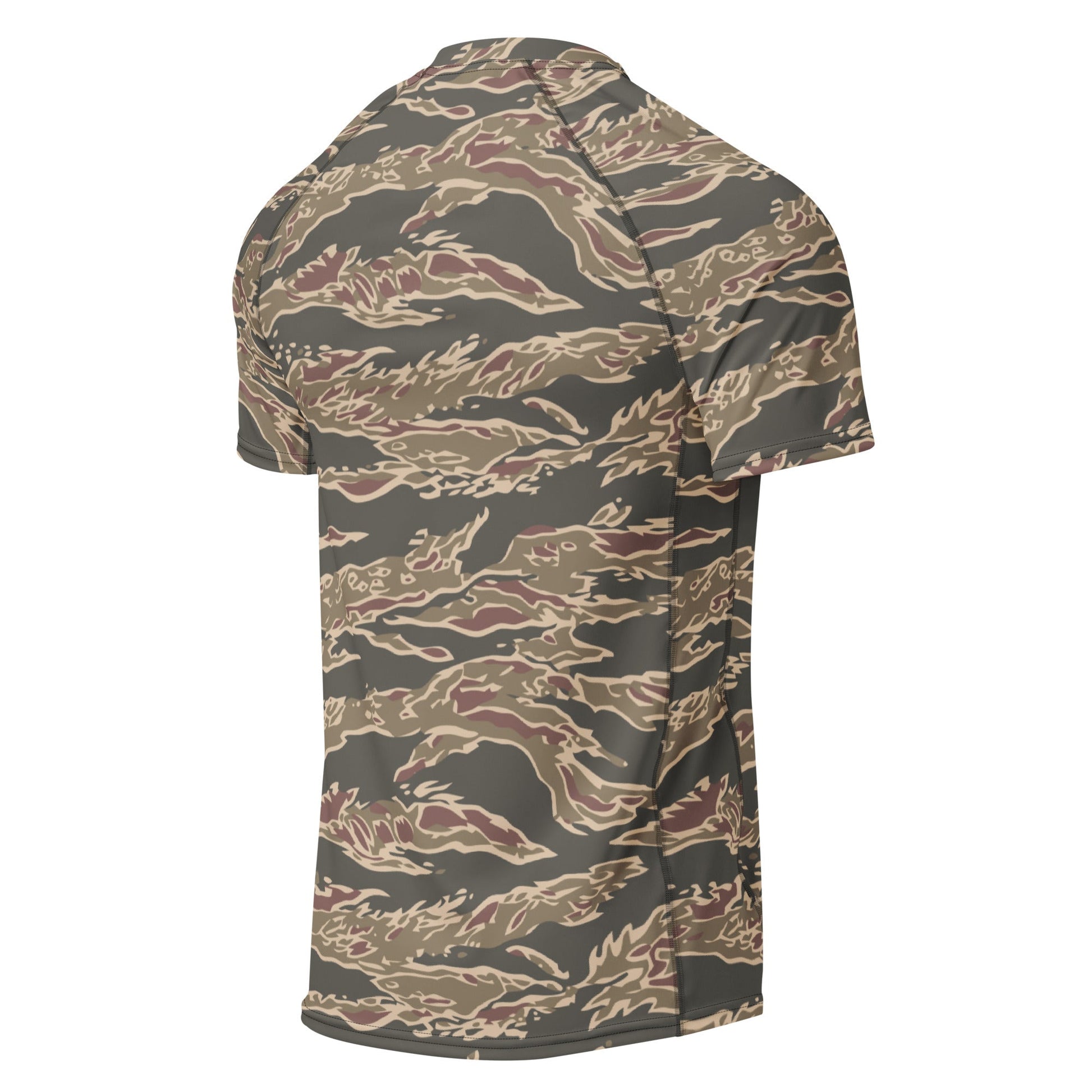 Taiwanese Special Forces Red Tiger Stripe CAMO Mens Short-Sleeve Rash Guard - Short-sleeve Guards