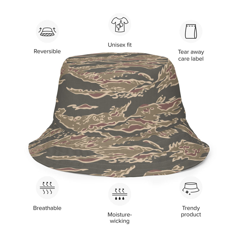 Tiger Stripe Ironwood Red CAMO Reversible Bucket Hat - Head