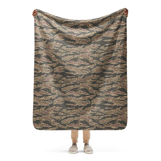 Tiger Stripe Ironwood Red CAMO Sherpa Blanket - 50″×60″