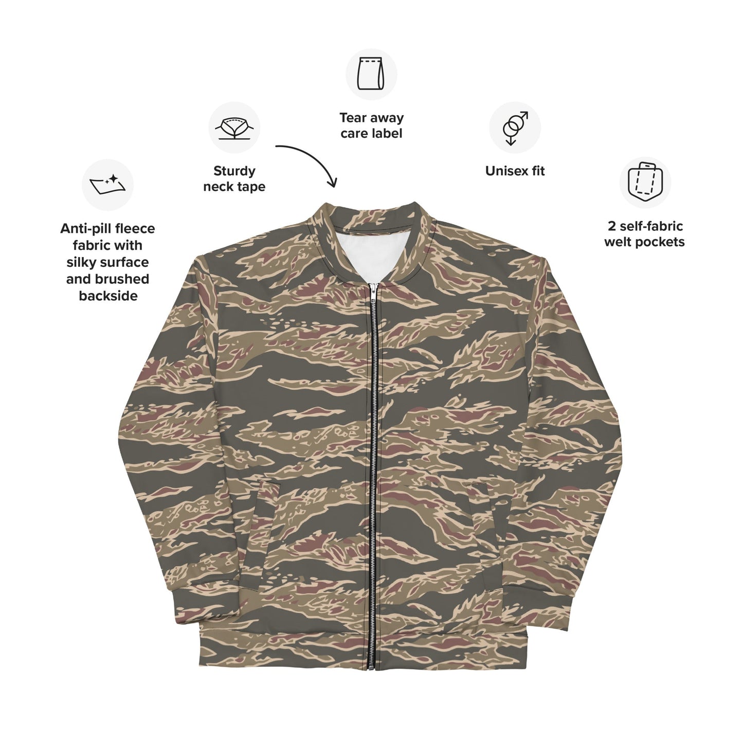 Taiwanese Special Forces Red Tiger Stripe CAMO Unisex Bomber Jacket - Jackets