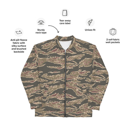 Taiwanese Special Forces Red Tiger Stripe CAMO Unisex Bomber Jacket - Jackets