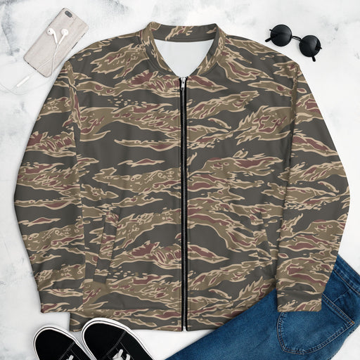 Tiger Stripe Ironwood Red CAMO Unisex Bomber Jacket - XS