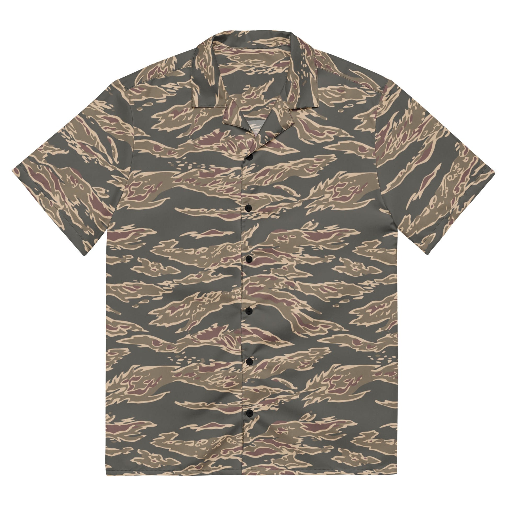 Taiwanese Special Forces Red Tiger Stripe CAMO Unisex Short-Sleeve Button Shirt - 2XS