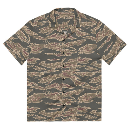 Taiwanese Special Forces Red Tiger Stripe CAMO Unisex Short-Sleeve Button Shirt - 2XS