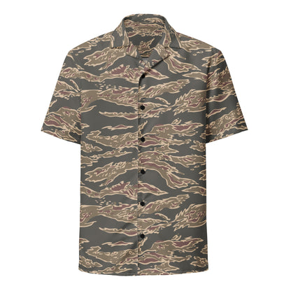 Taiwanese Special Forces Red Tiger Stripe CAMO Unisex Short-Sleeve Button Shirt
