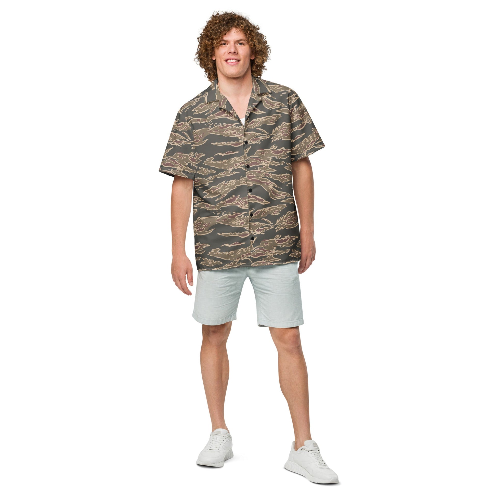 Taiwanese Special Forces Red Tiger Stripe CAMO Unisex Short-Sleeve Button Shirt