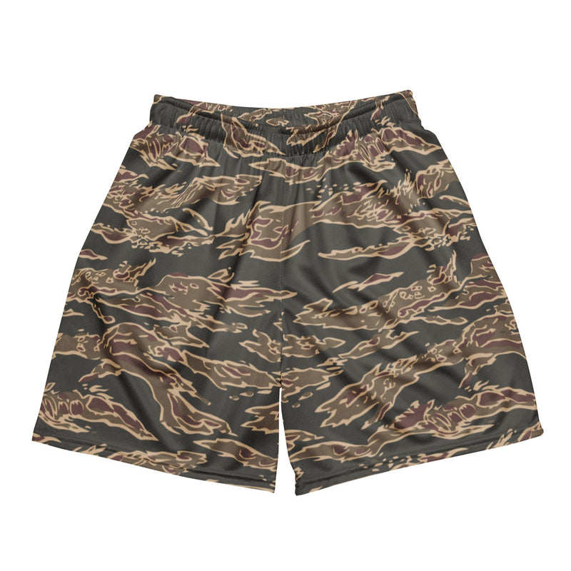 Tiger Stripe Ironwood Red CAMO Unisex Mesh Shorts - 2XS