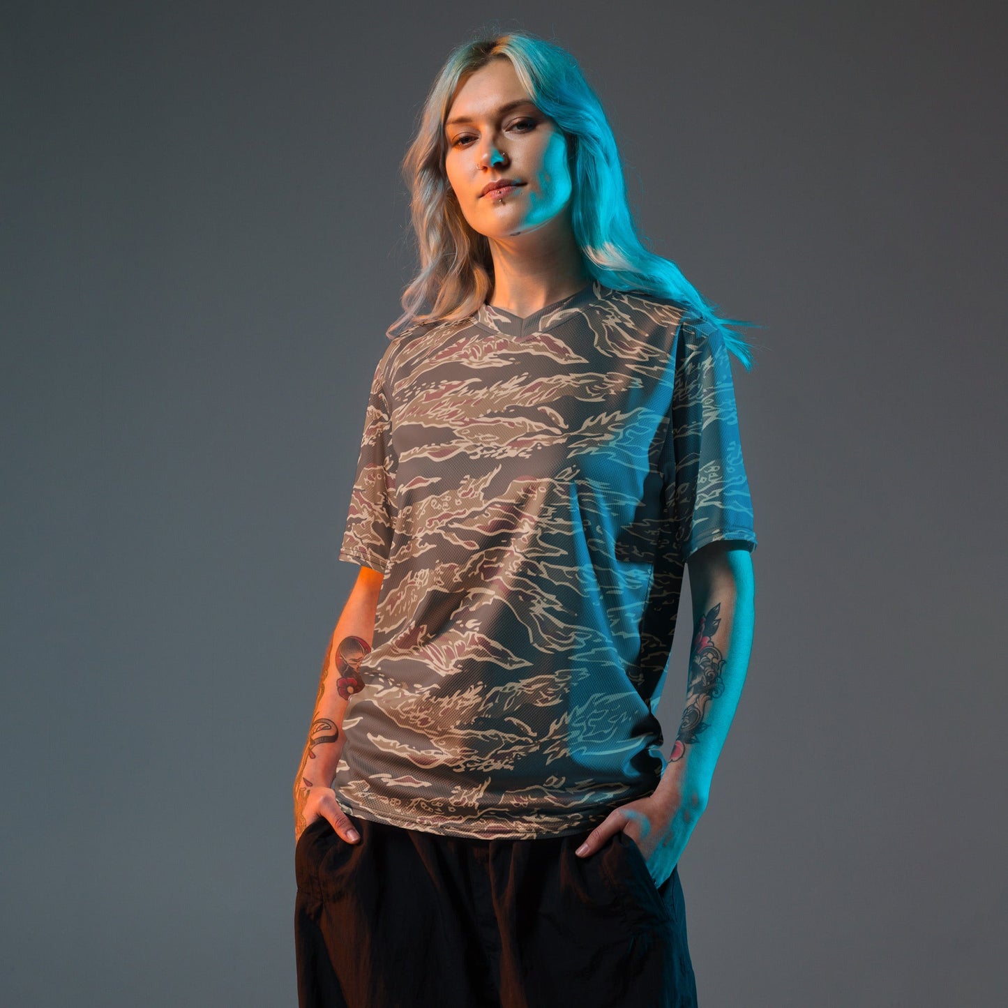 Taiwanese Special Forces Red Tiger Stripe CAMO unisex sports jersey - Sports Jerseys