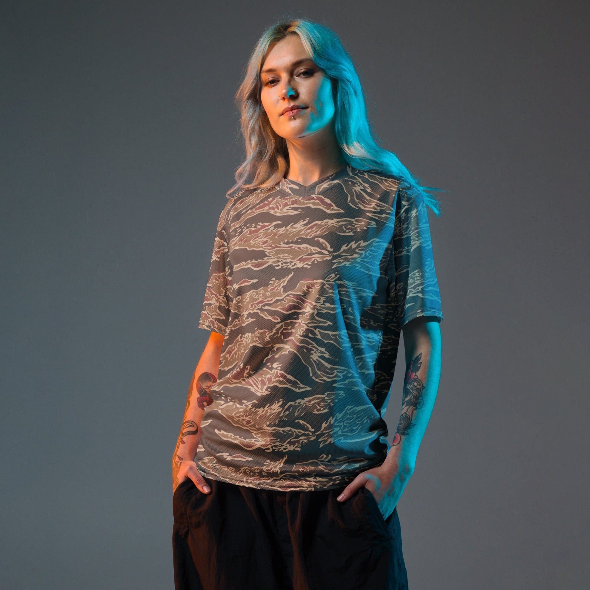 Taiwanese Special Forces Red Tiger Stripe CAMO unisex sports jersey - Sports Jerseys