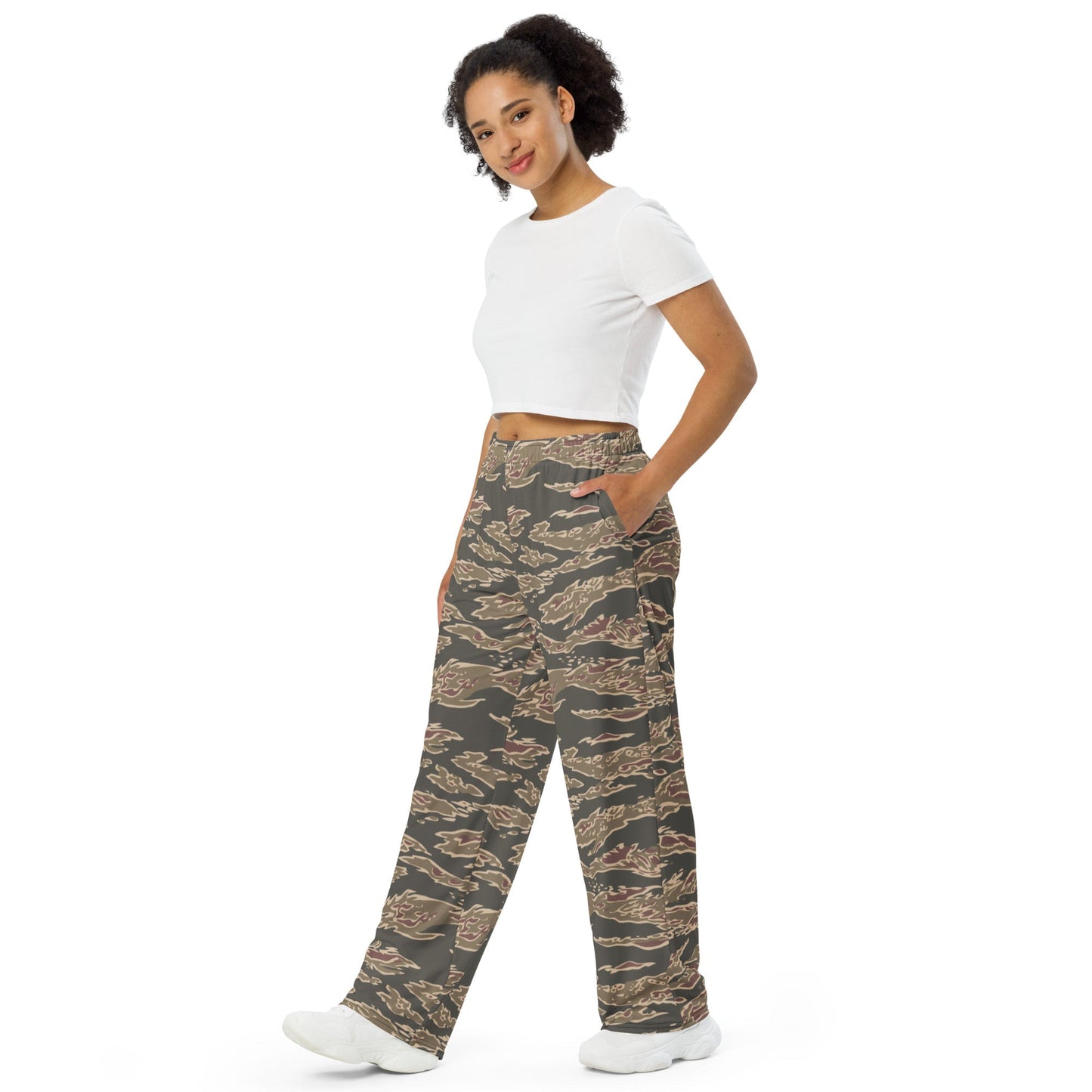 Taiwanese Special Forces Red Tiger Stripe CAMO unisex wide-leg pants - Wide-leg Pants