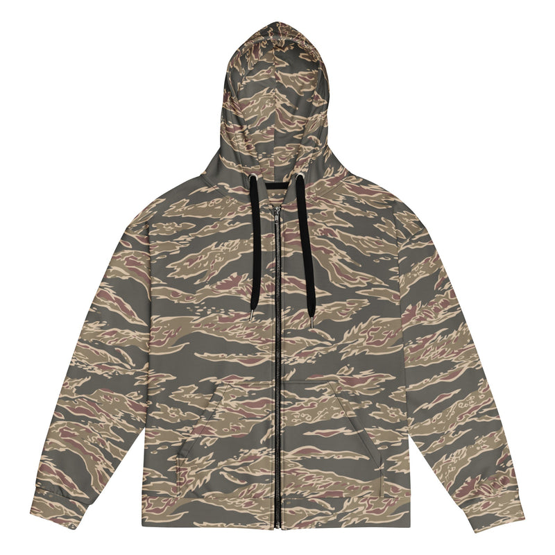 Tiger Stripe Ironwood Red CAMO Unisex Zip Hoodie - 2XS