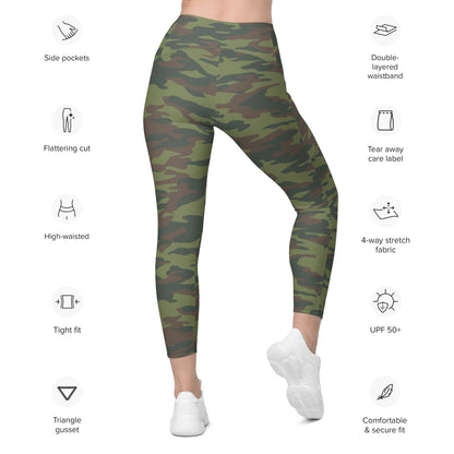 Tajikistan Flora CAMO Leggings with pockets - Womens With Pockets