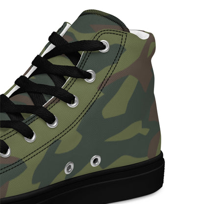 Tajikistan Flora CAMO Men’s high top canvas shoes - Mens High Top Canvas Shoes