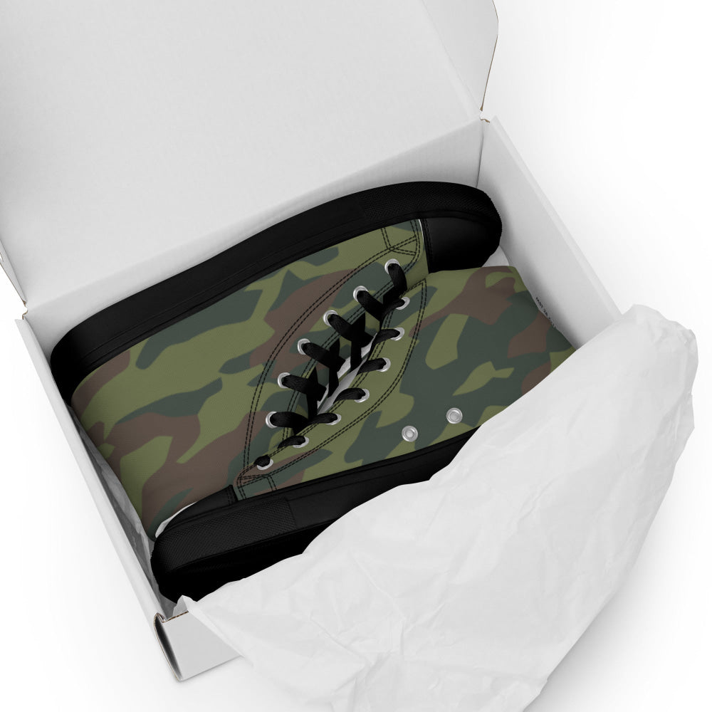 Tajikistan Flora CAMO Men’s high top canvas shoes - Mens High Top Canvas Shoes