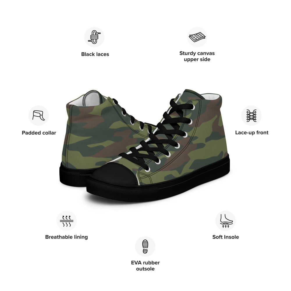 Tajikistan Flora CAMO Men’s high top canvas shoes - Mens High Top Canvas Shoes