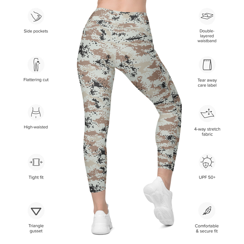 Thailand Darfur Desert Digital CAMO Leggings with pockets - Womens With Pockets