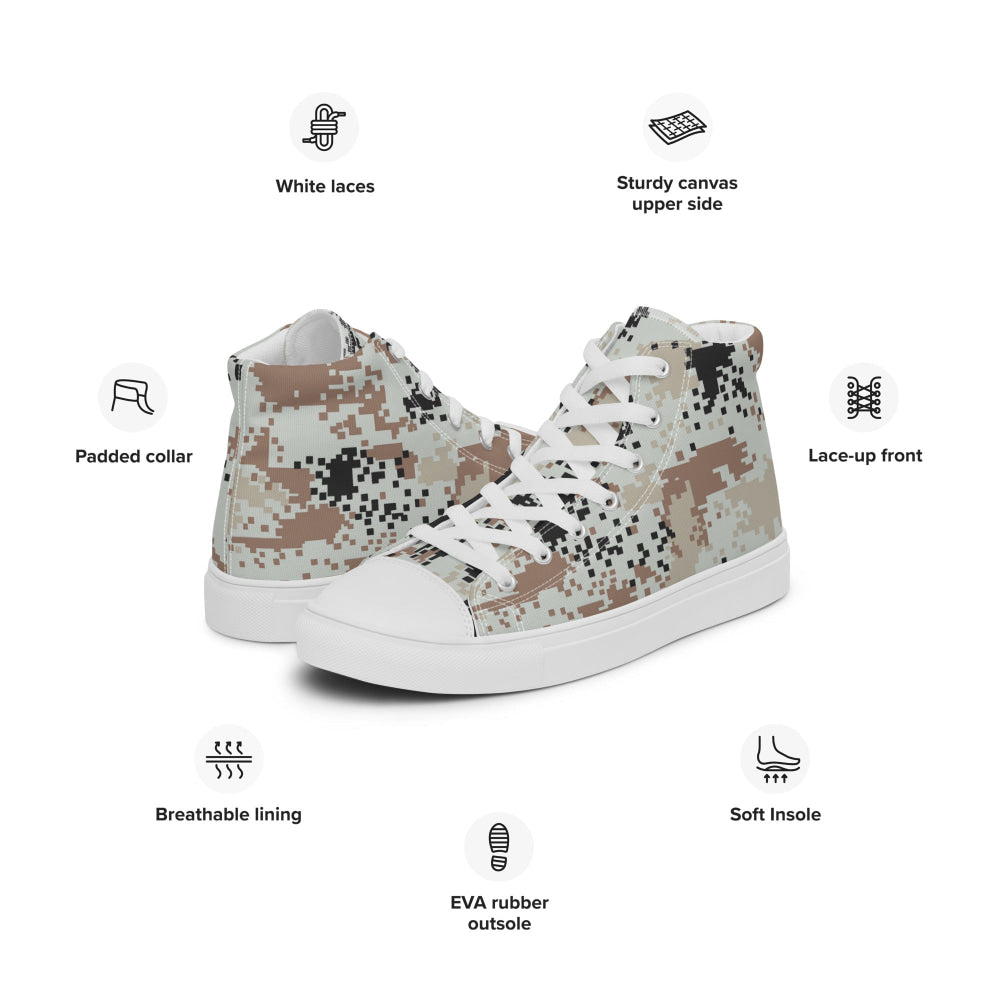 Thailand Darfur Desert Digital CAMO Men’s high top canvas shoes - Mens High Top Canvas Shoes