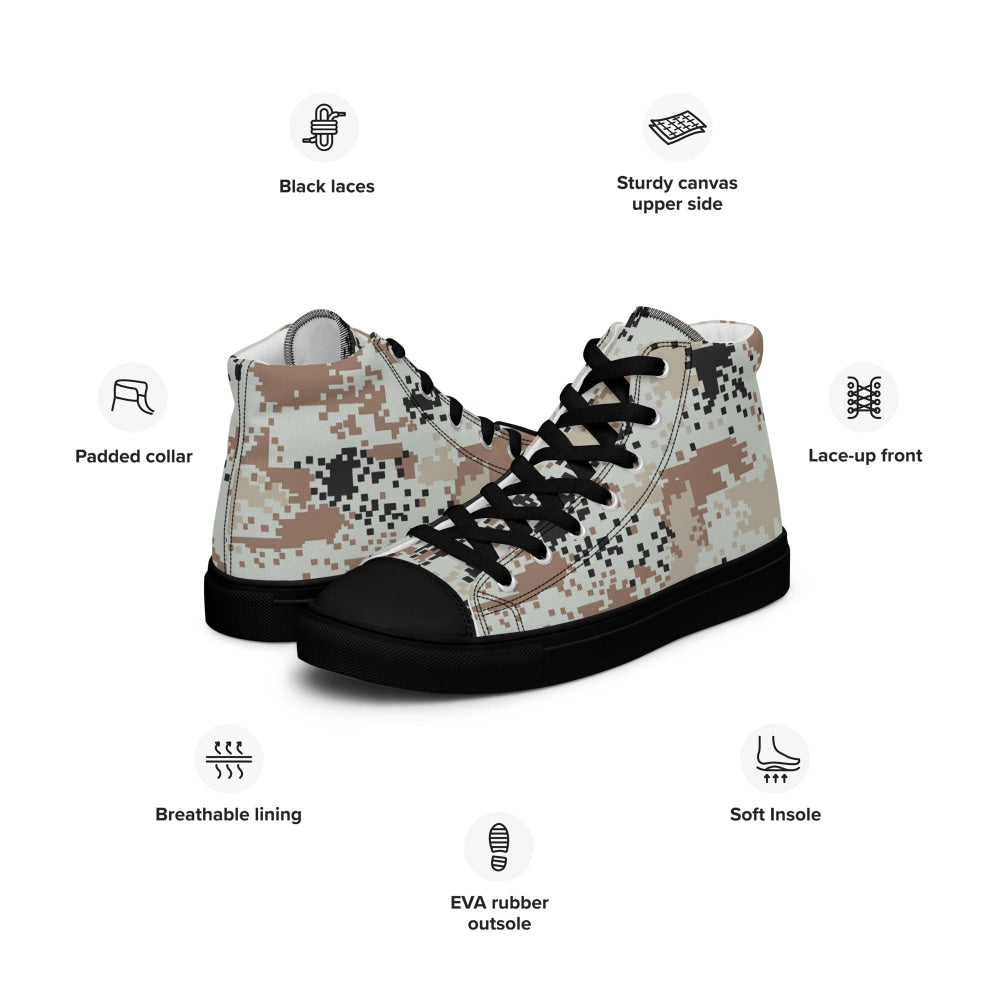 Thailand Darfur Desert Digital CAMO Men’s high top canvas shoes - Mens High Top Canvas Shoes